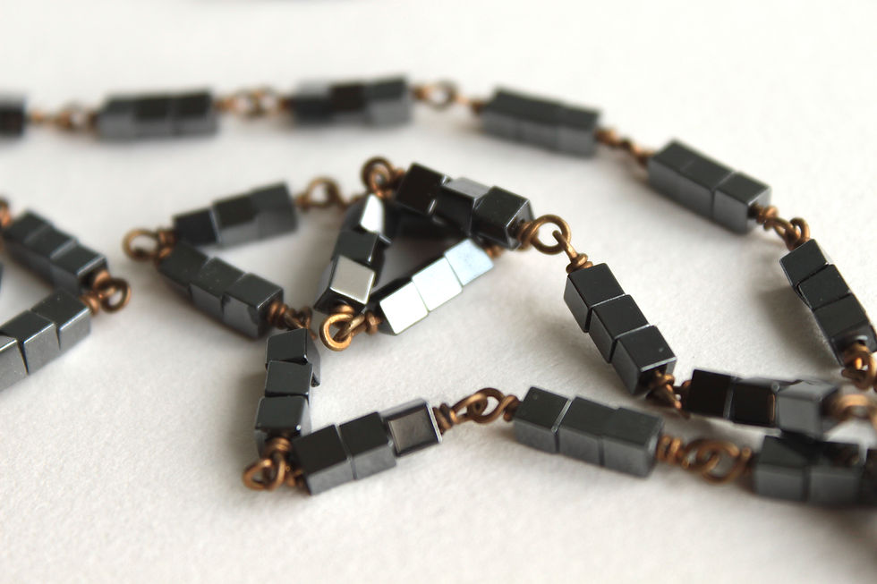 Thumbnail: Cubed Hematite Glittering Layering Necklace