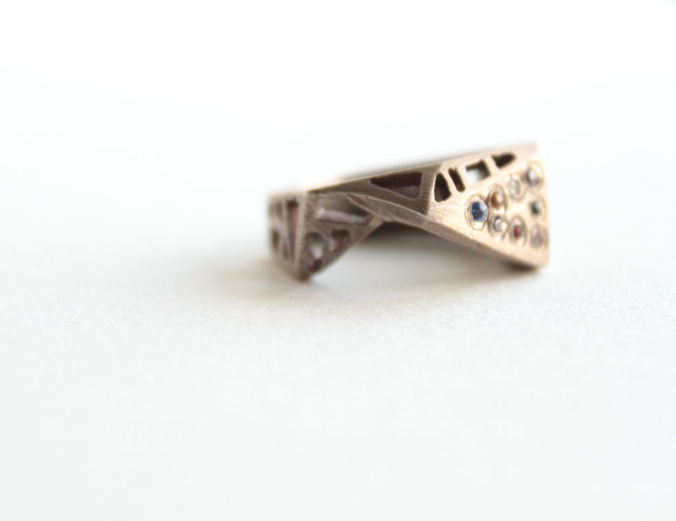 Thumbnail: Geometric Multi Stone Silver Ring