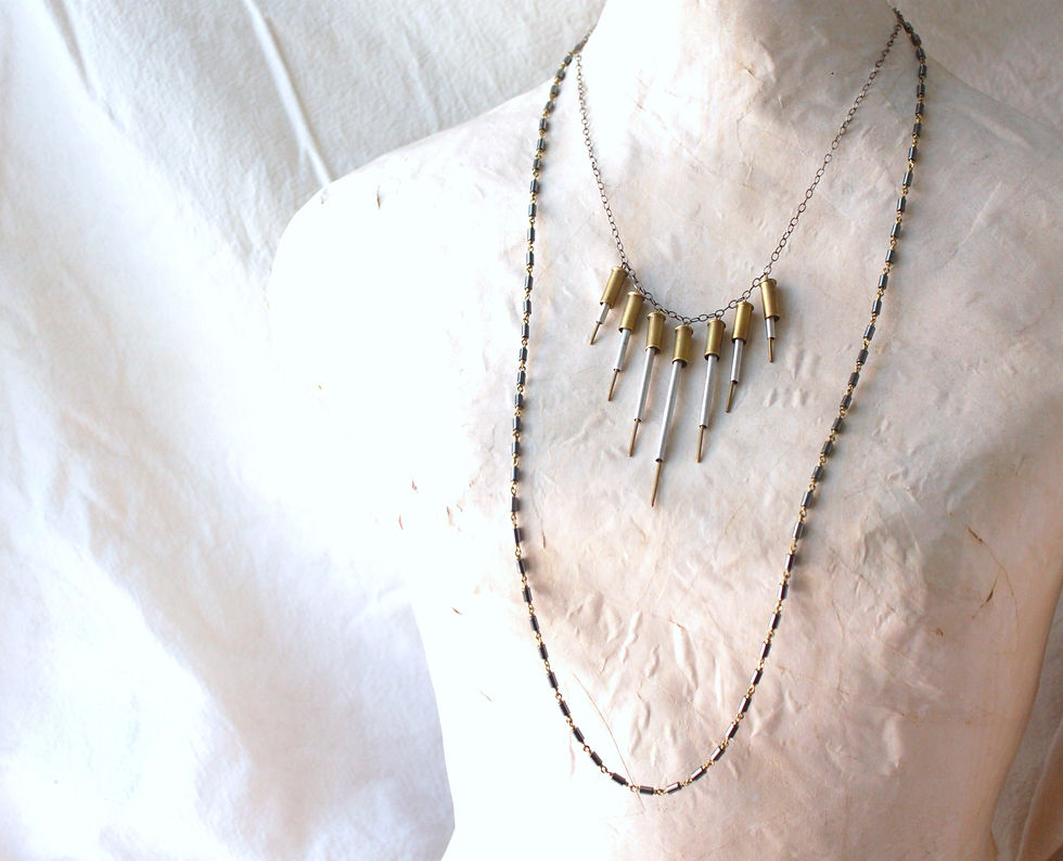 Thumbnail: Aluminum Quilled Fringe Statment Necklace