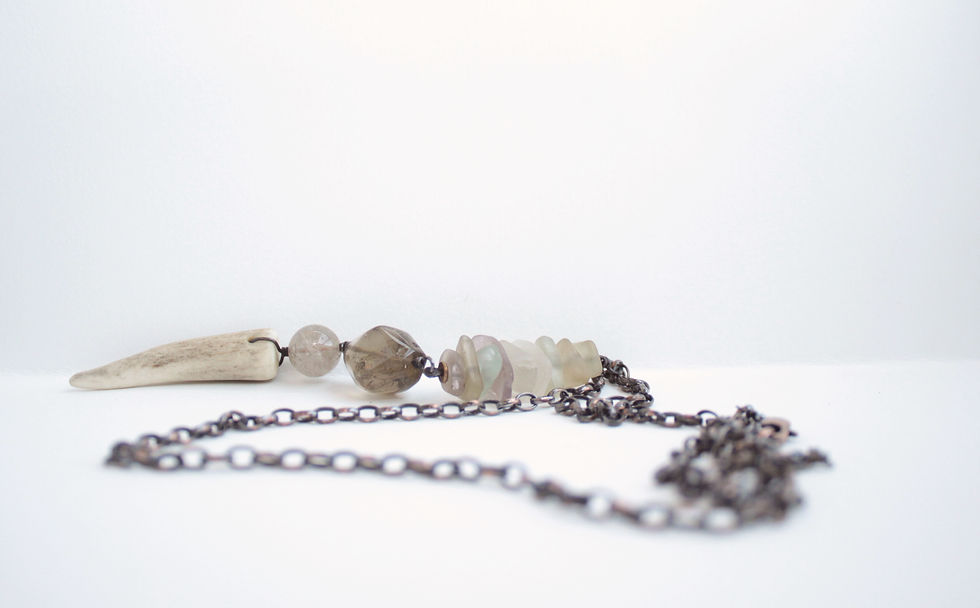 Thumbnail: Large Antler Point & Stacked Sea Glass Talisman Necklace