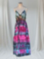 Front of spaghetti strap tie dye dress