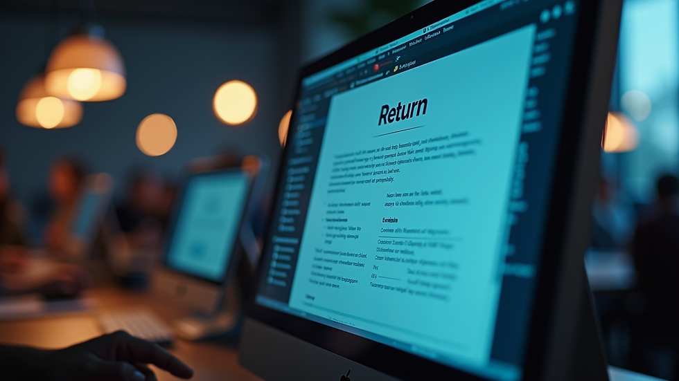 Close-up of a computer screen showing an online return form