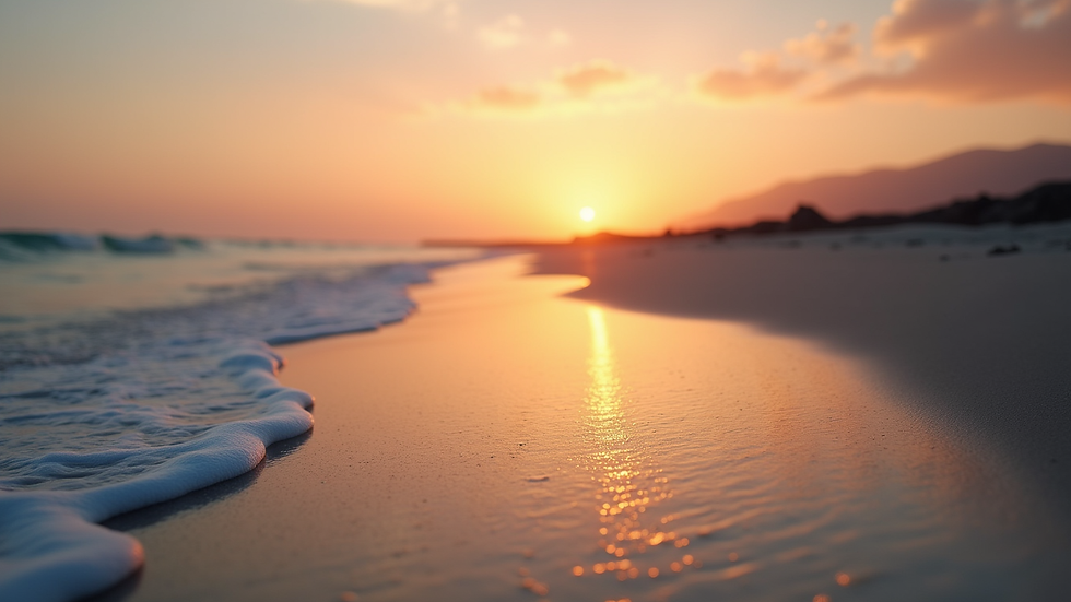 Close-up view of a calm beach in Gran Canaria at sunset