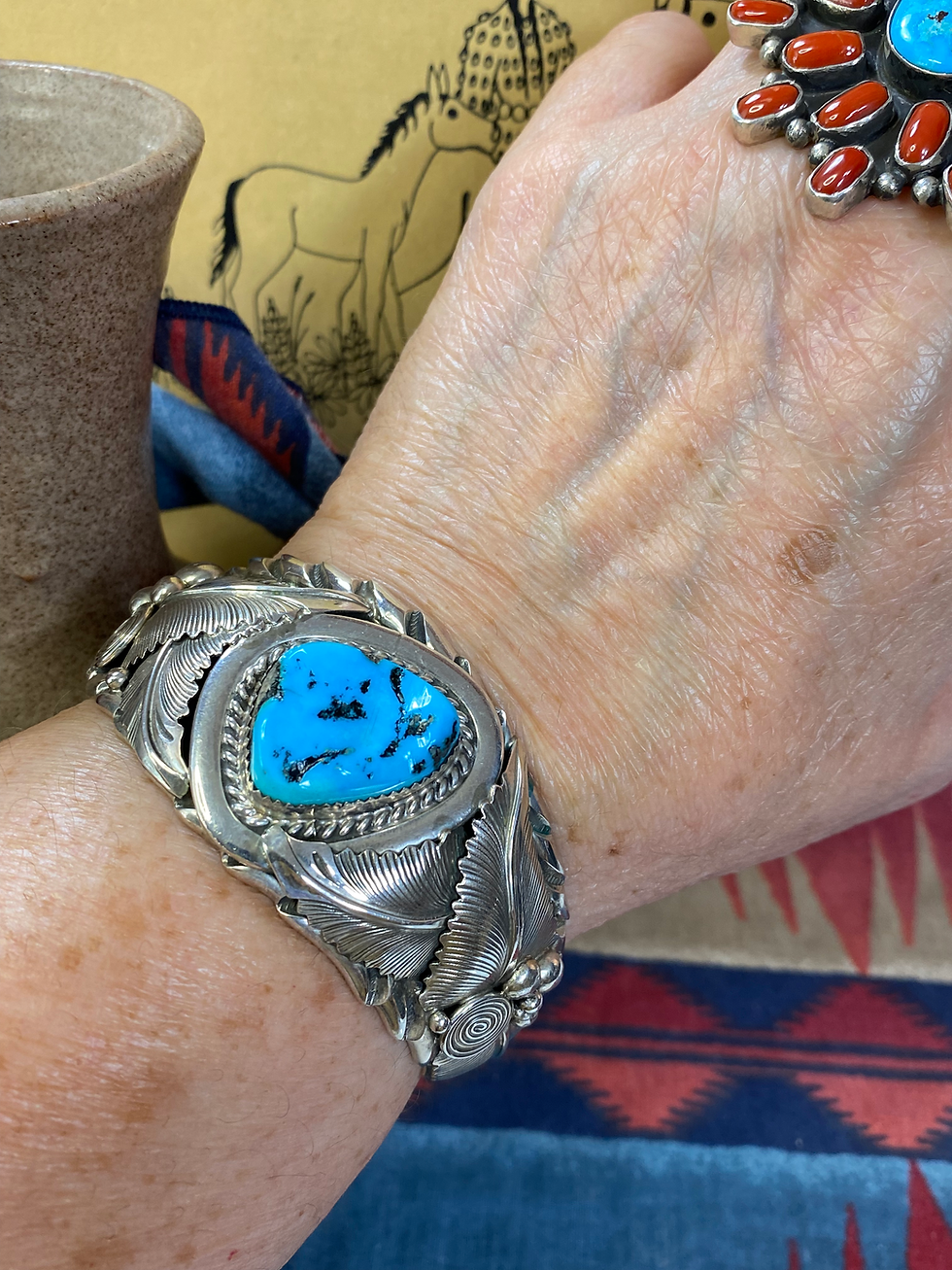 Thumbnail: Vintage Turquoise & Sterling Silver Cuff