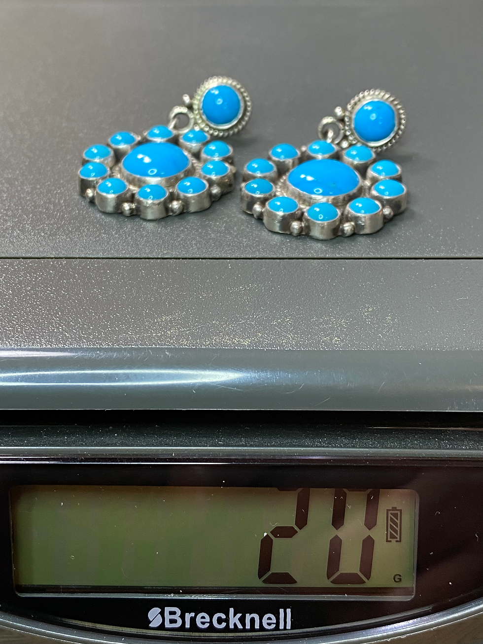 Thumbnail: Sleeping Beauty Turquoise & Sterling Silver Cluster Dangle Earrings