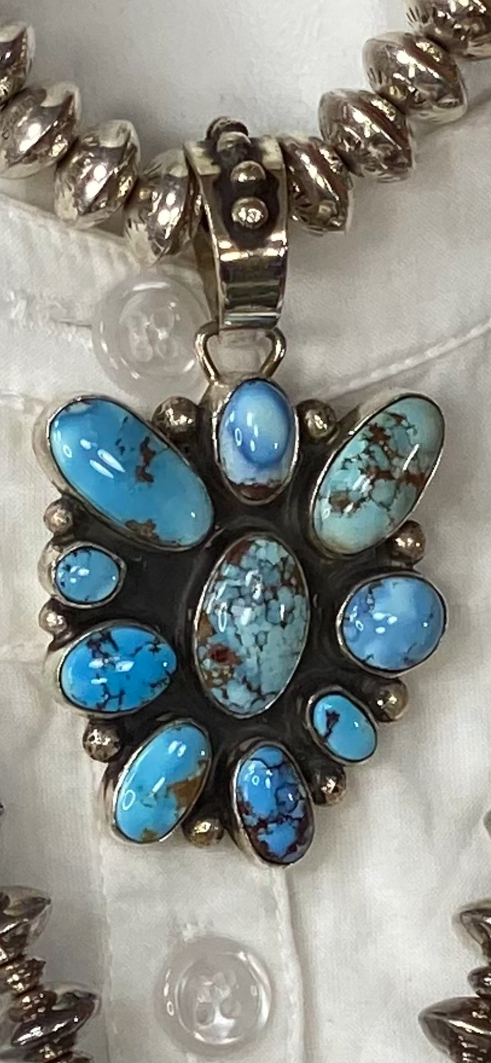 Thumbnail: Sterling Silver & "GOLDEN HILLS" Turquoise Cluster Pendant