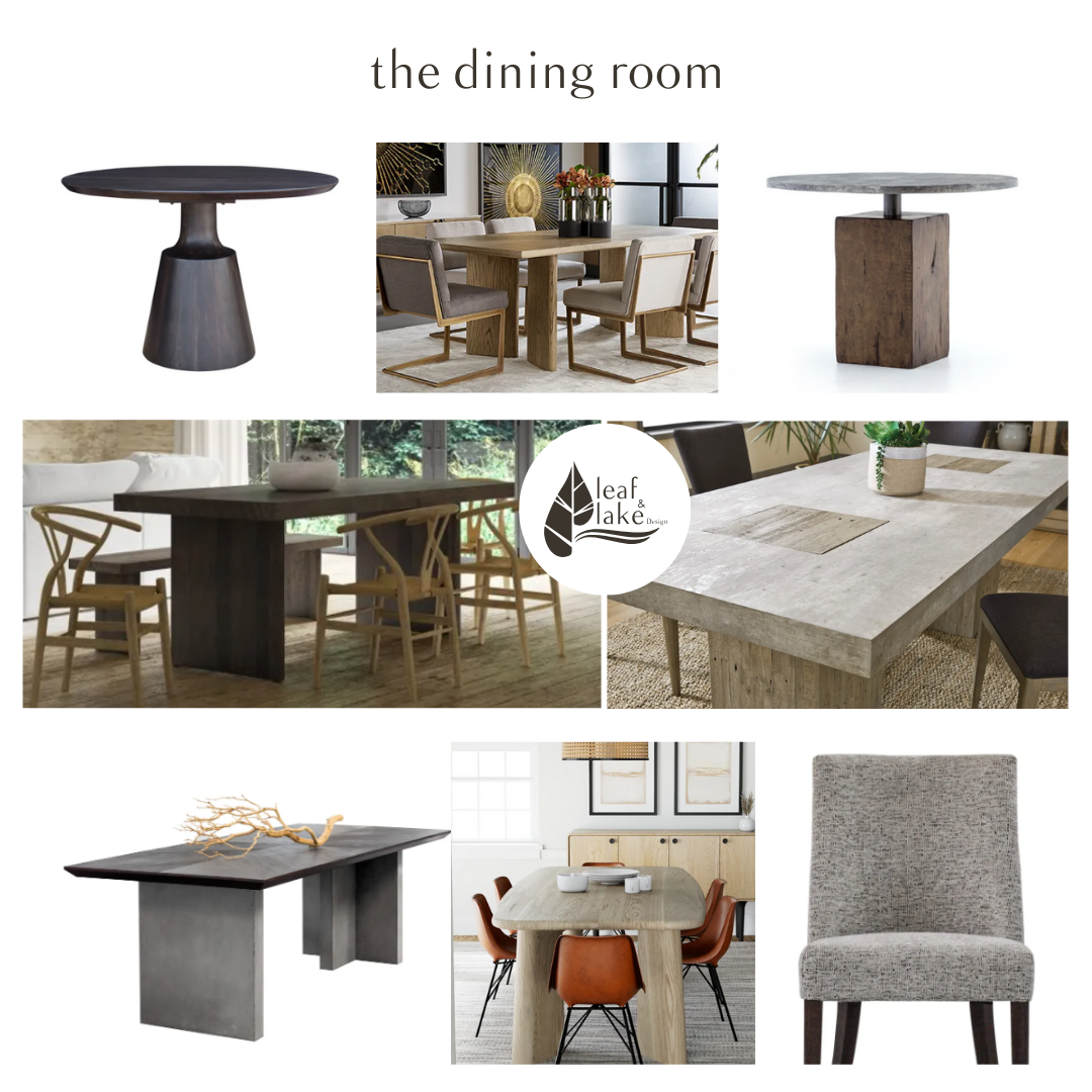 Multiple dining room table and chair options.