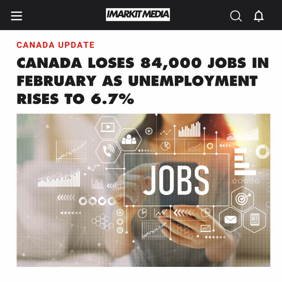 Canada’s economy lost 84,000 jobs in February, one of the steepest monthly declines in years outside the pandemic, pushing the unemployment rate up to 6.7 per cent.