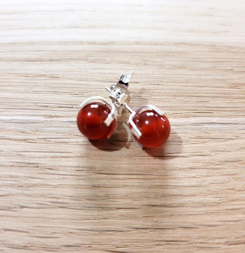 Boucles d'oreilles puce en Cornaline et argent