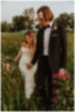 Bride & Groom Flower Field Couples Wedding Day Sunset Portraits at Johnsons Locust Hall Farm, NJ - Photos by Sara Fitz Co