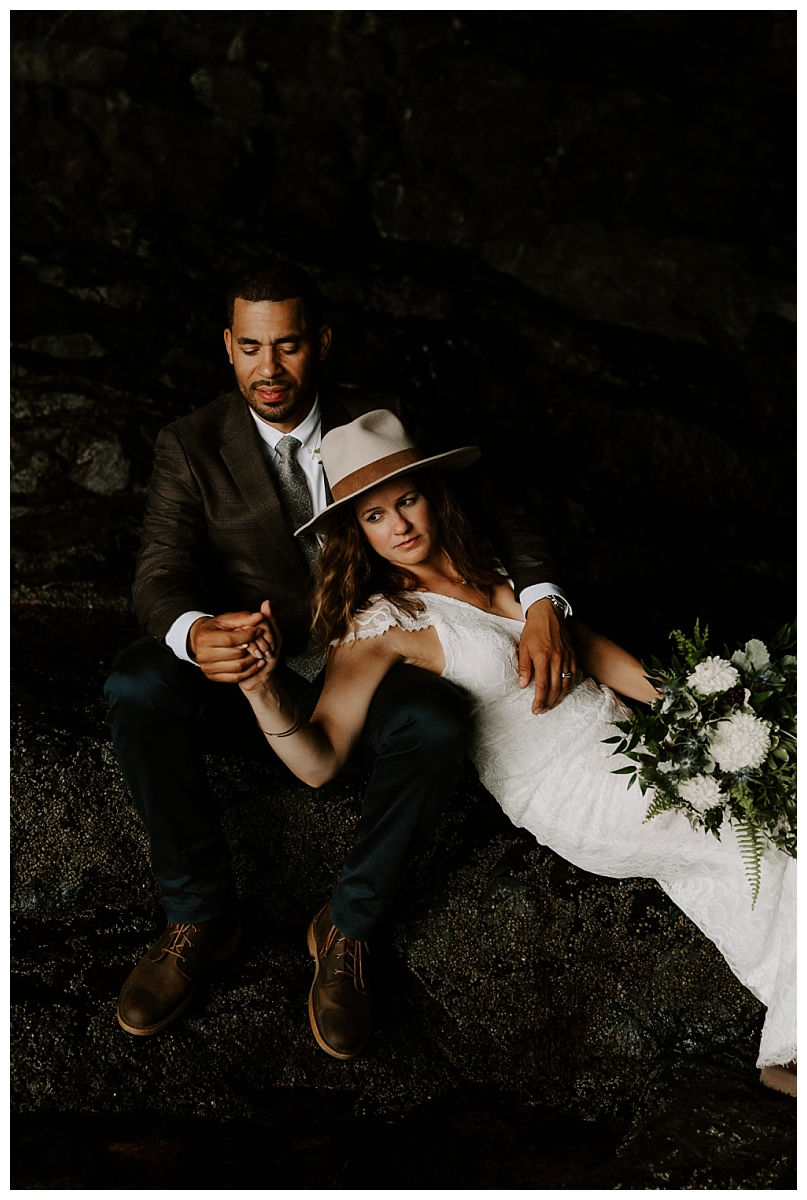 Elopement Photos in Anemone Cave, at Acadia National Park, Maine