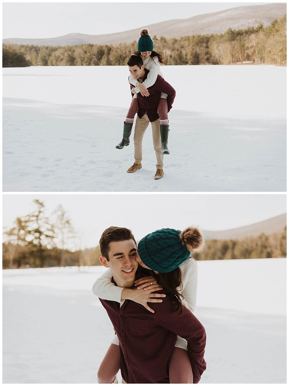 Couples Snowy Pre-Wedding Portraits in Vermont
