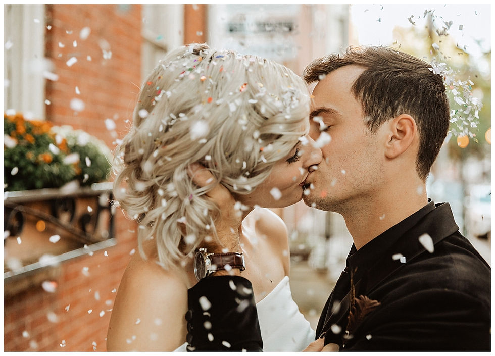 Urban Bride and Groom Confetti Toss Portraits