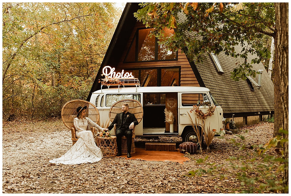 Bride & Groom Portraits with VW Booth Bus