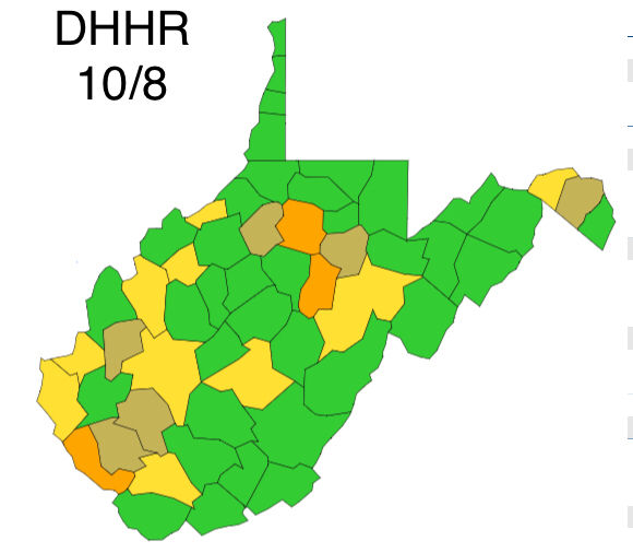 WV DHHR Map, Mingo County "orange" Today