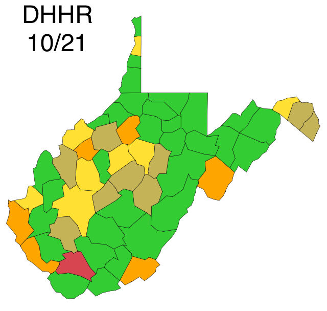 Logan County Green Today, According to WV DHHR Map