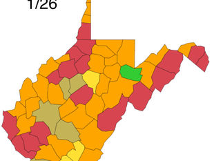 W.Va. DHHR County Alert Map for Tues. Jan. 26