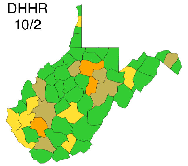 WV DHHR Map Released for Friday, Oct. 2