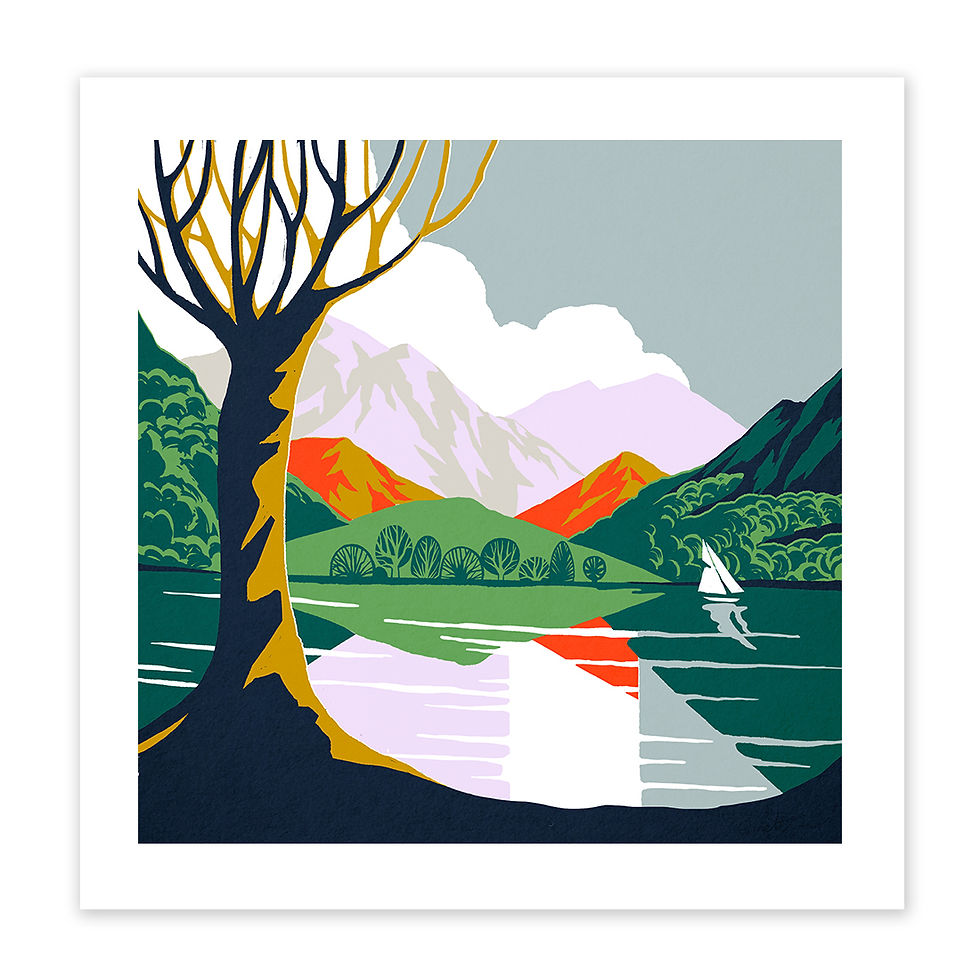 Windy-mere Lake District landscape vintage travel poster art print