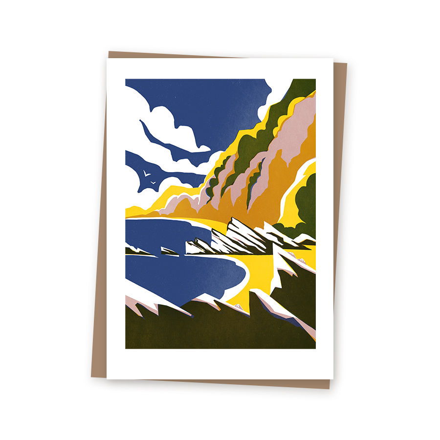 Thumbnail: Rocky Devon Beach | vintage style seaside travel poster art print