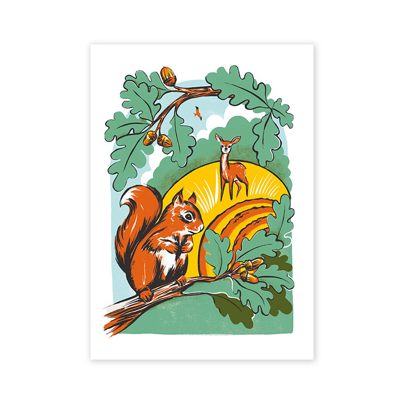Thumbnail: Squirrel and friends | retro animals art print