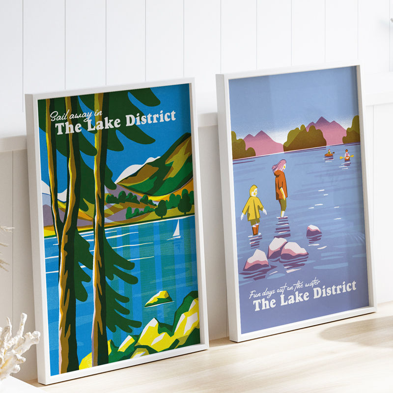 Thumbnail: Derwent Paddle | Lake District vintage-style travel poster art print