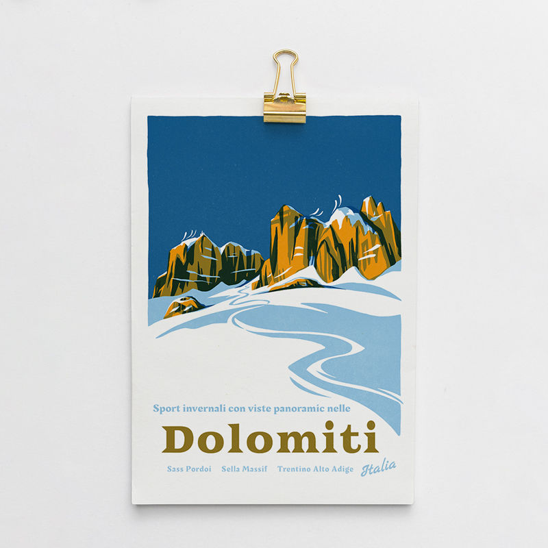 Thumbnail: Dolomites | vintage skiing travel poster art print