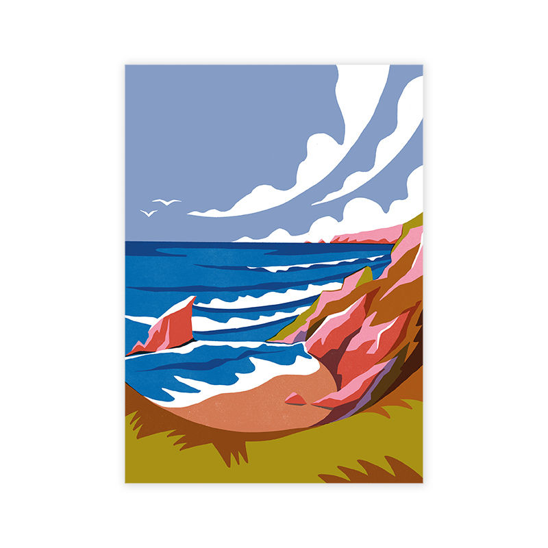 Thumbnail: Bedruthen Steps | landscape vintage travel poster art print