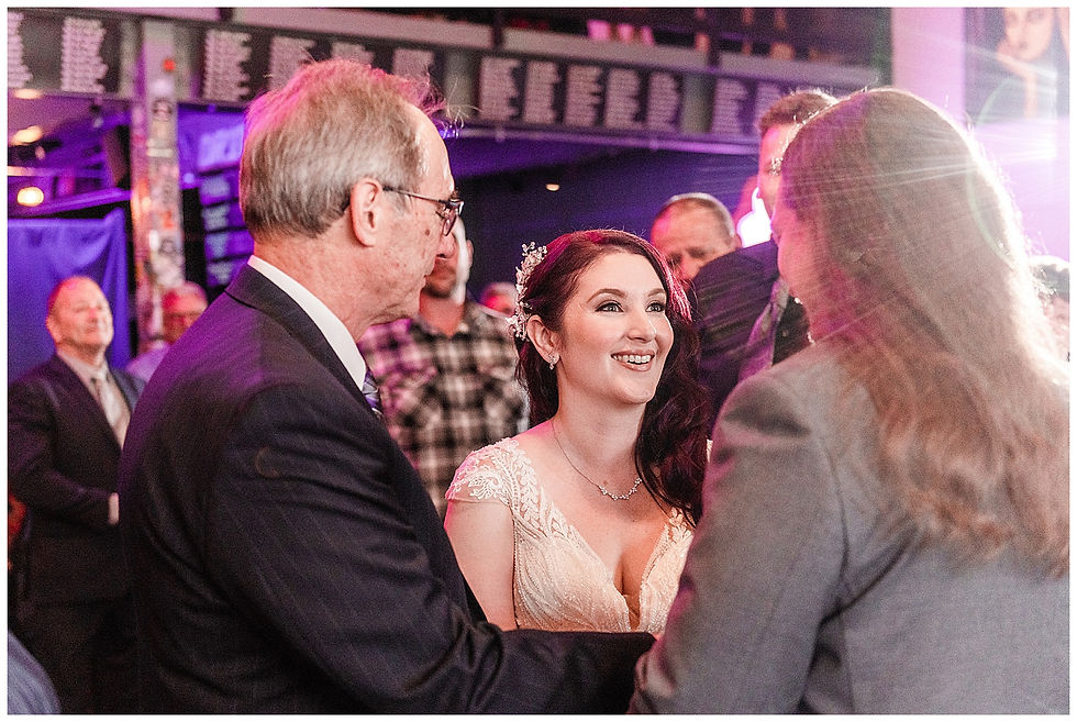Ceremony Broken Goblet Brewery Reception Purple Uplighting Custom wedding sign light Andalusia PA wedding park long hair groom purple hair heavy metal