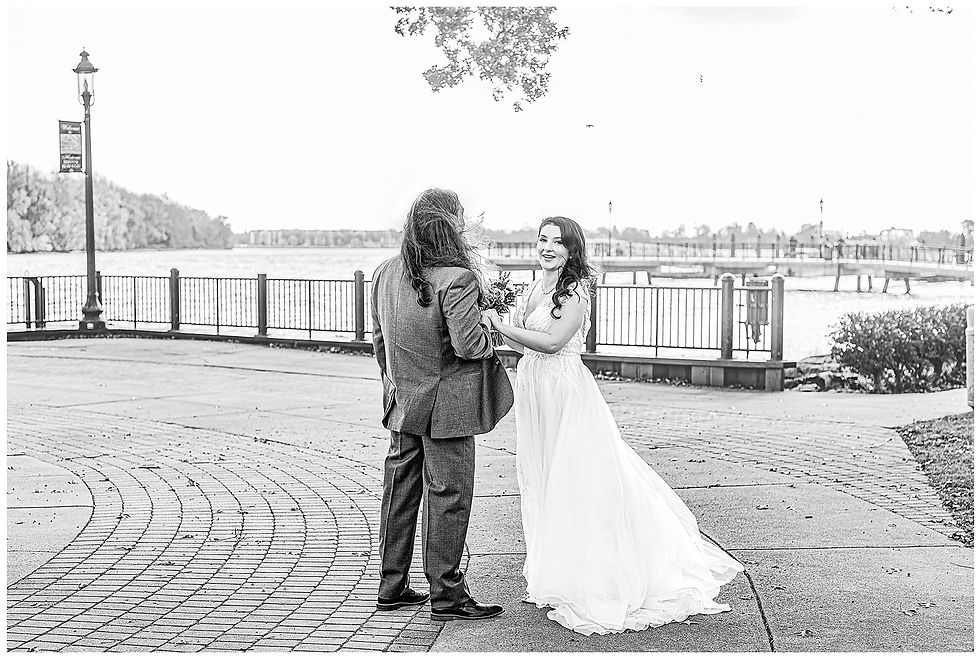 first look at bristol Warf Andalusia PA wedding park long hair groom purple hair heavy metal