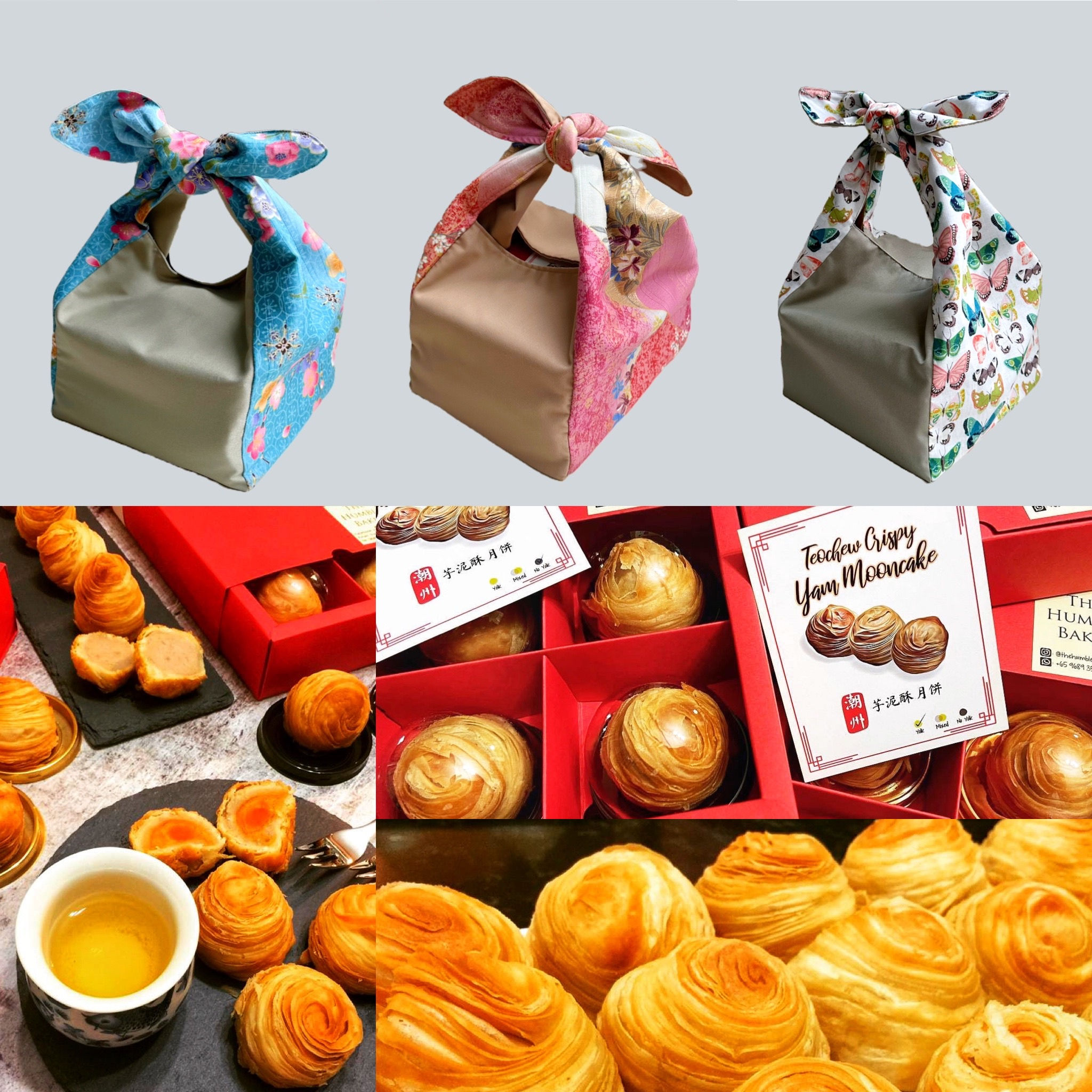 Furoshiki Bag with 2 Boxes of Teochew Orh-Nee Mooncake Set