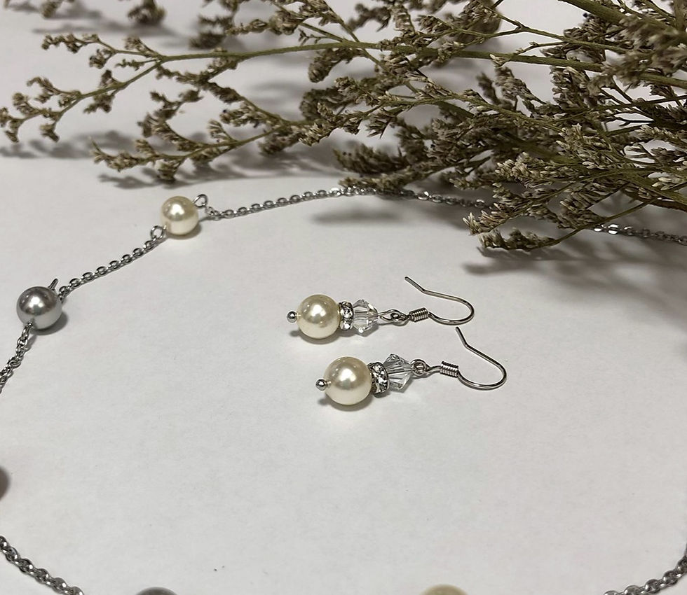 Thumbnail: Crystal Bead with Pearl Earrings