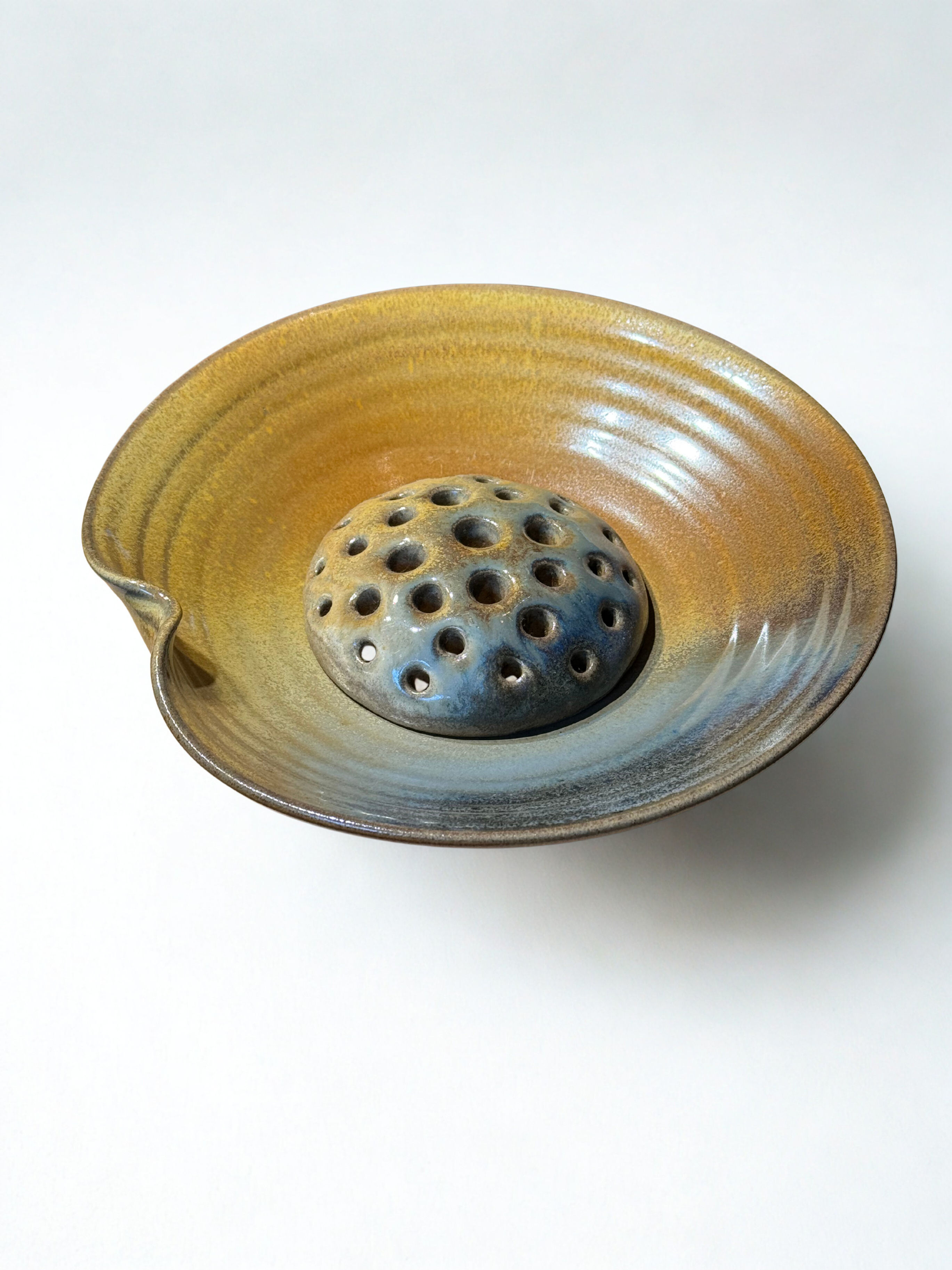 Handmade Ceramic Lotus Plate & Lotus Pod Kenzan Set