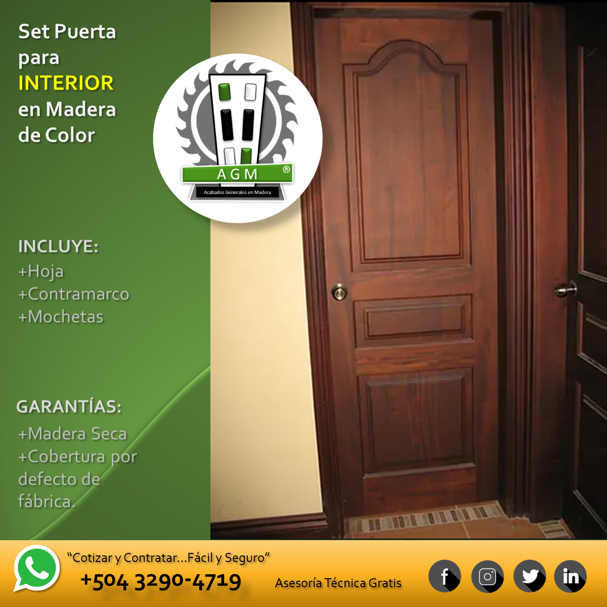 Set-2 Puerta Interior madera de Color