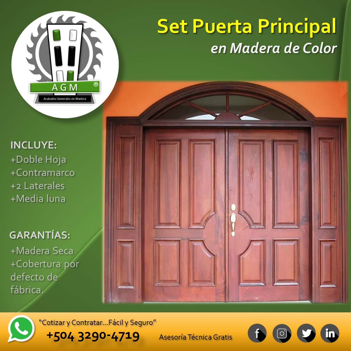 Set Puerta Principal en Madera de Color