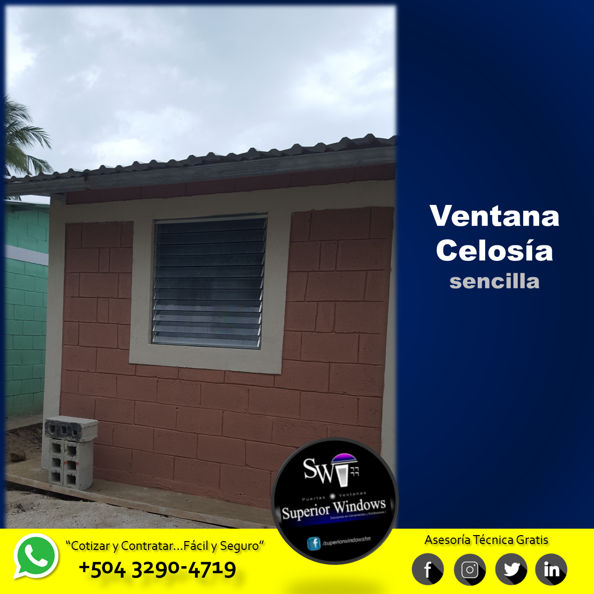 Ventana Celosía-Sencilla 36" x 40 1/2"