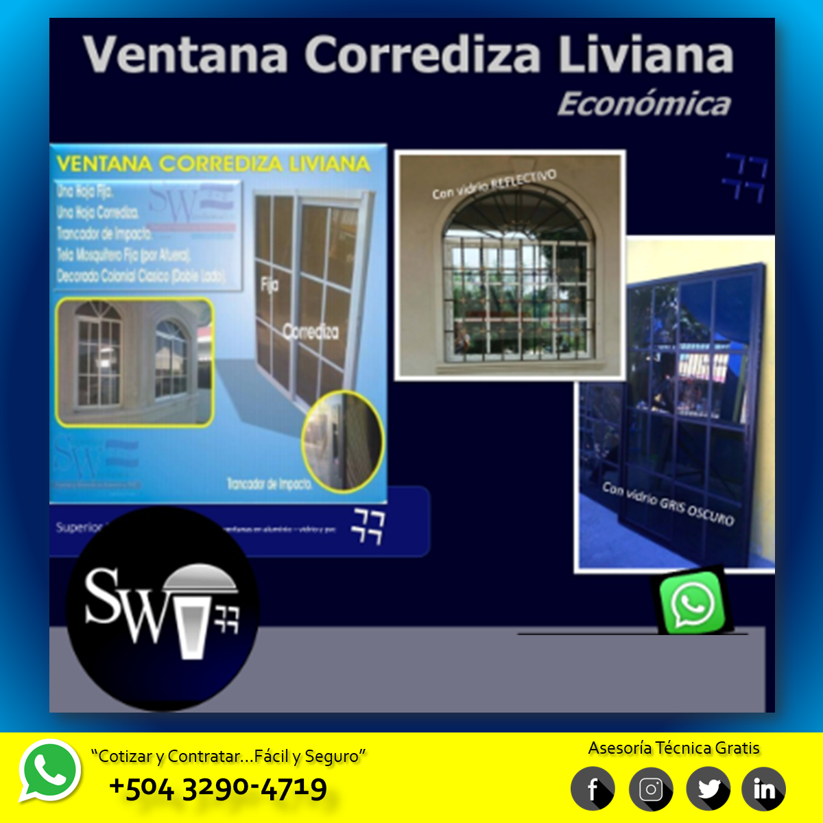 Alum-Ventana Liviana 1m x 1m