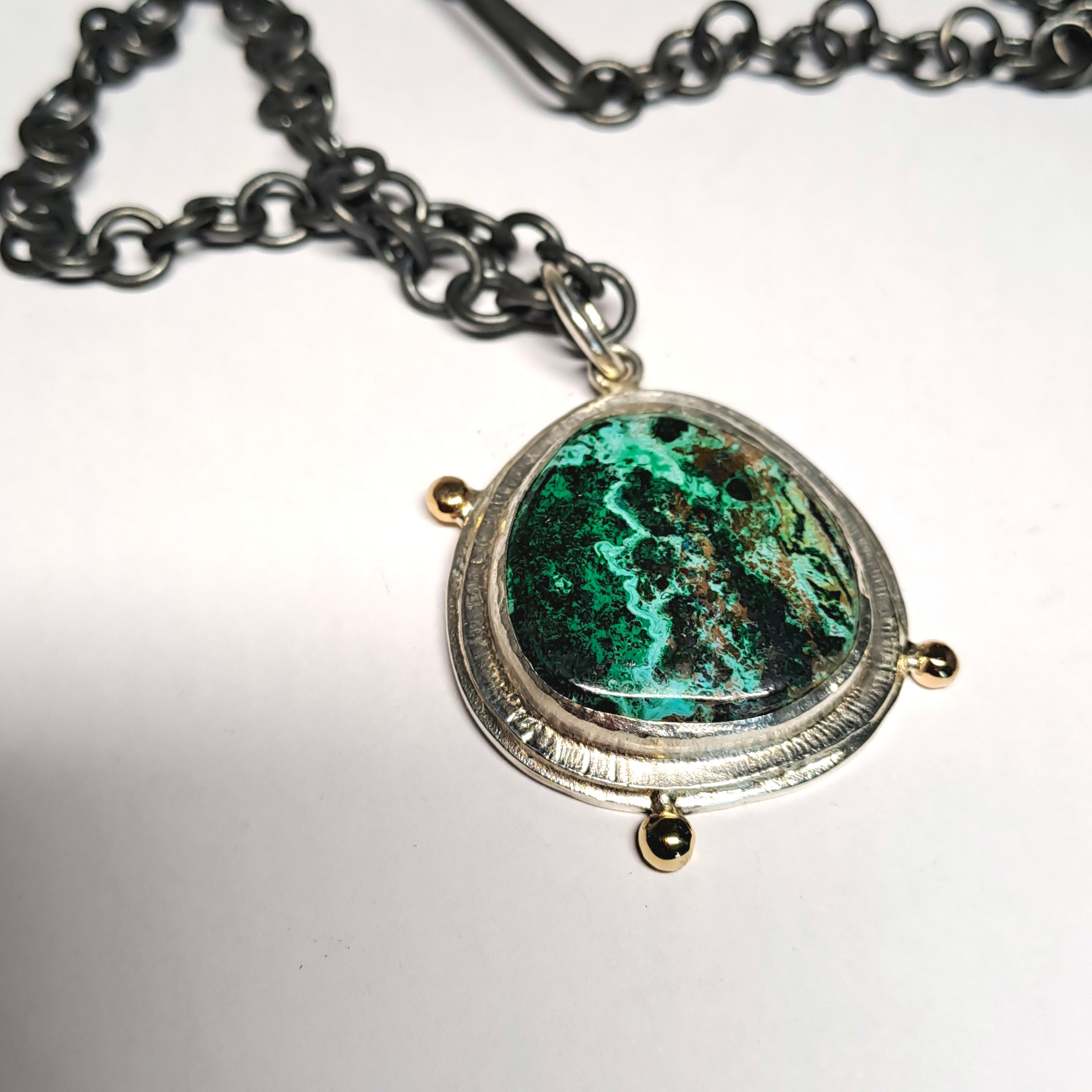 Malachite and azurite necklace