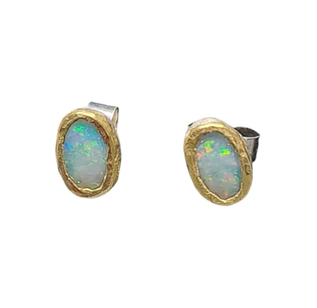 Dainty opal stud earrings 