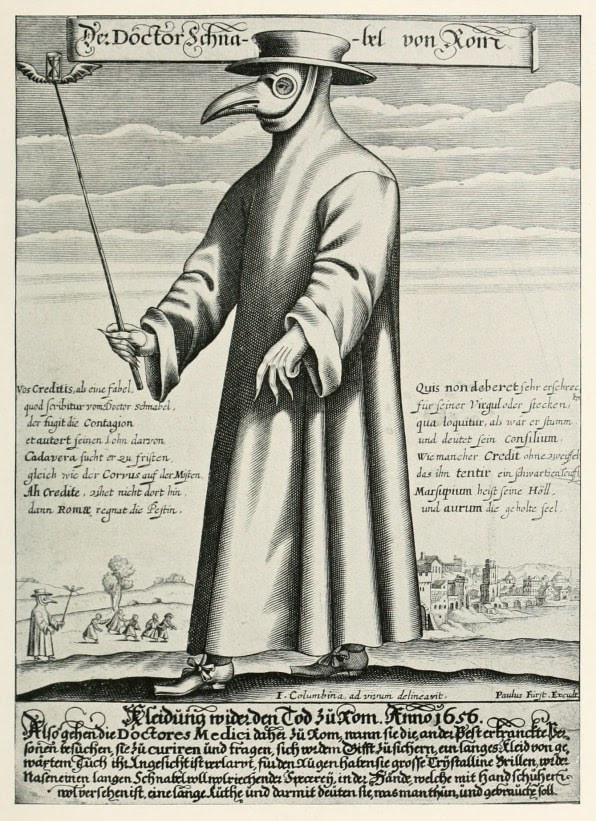 An illustration of a plague doctor