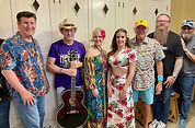 Cast pic Barrie Cunningham with Will Kimbrough, Adventures in Parrotdise band and singers at Redlands Bowl