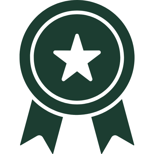 Award badge with star: Top quality