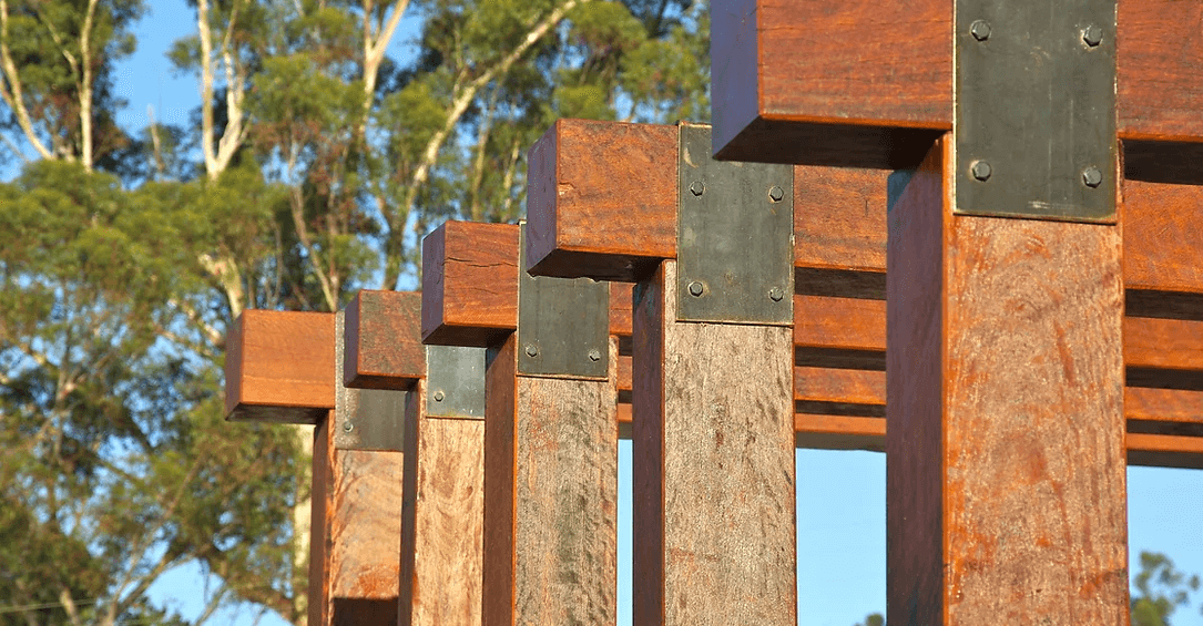 Outdoor post and beams in Ironbark