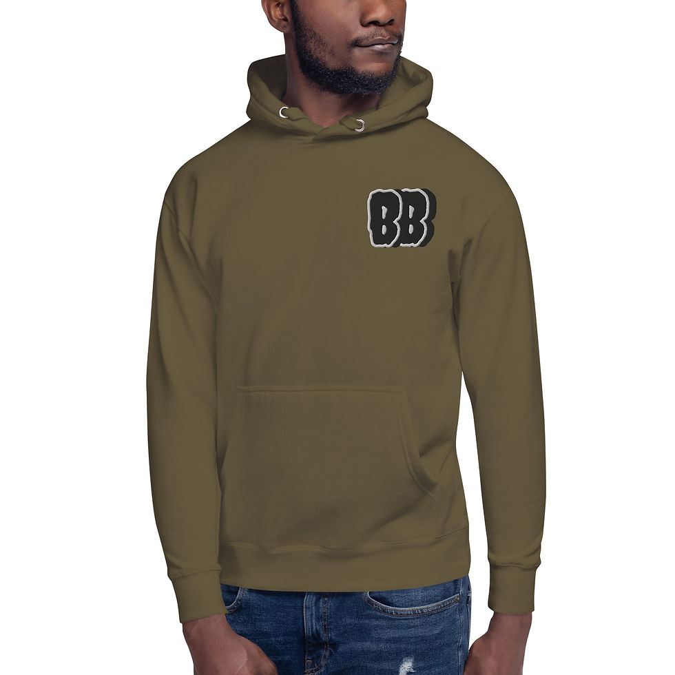 Thumbnail: Olive green hoodie with BB logo