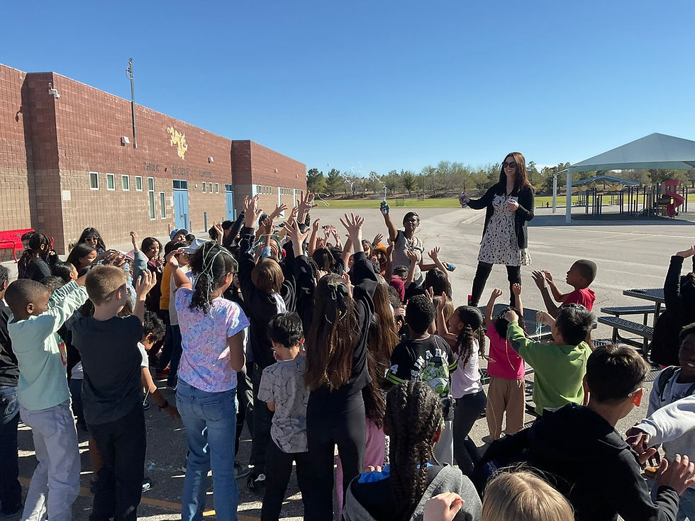 Silly string fun for February perfect attendance