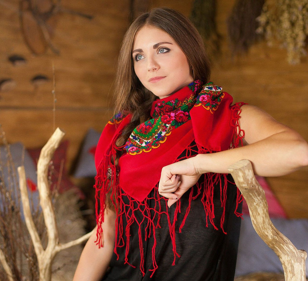 Thumbnail: Ukrainian Shawl with Fringe 0301