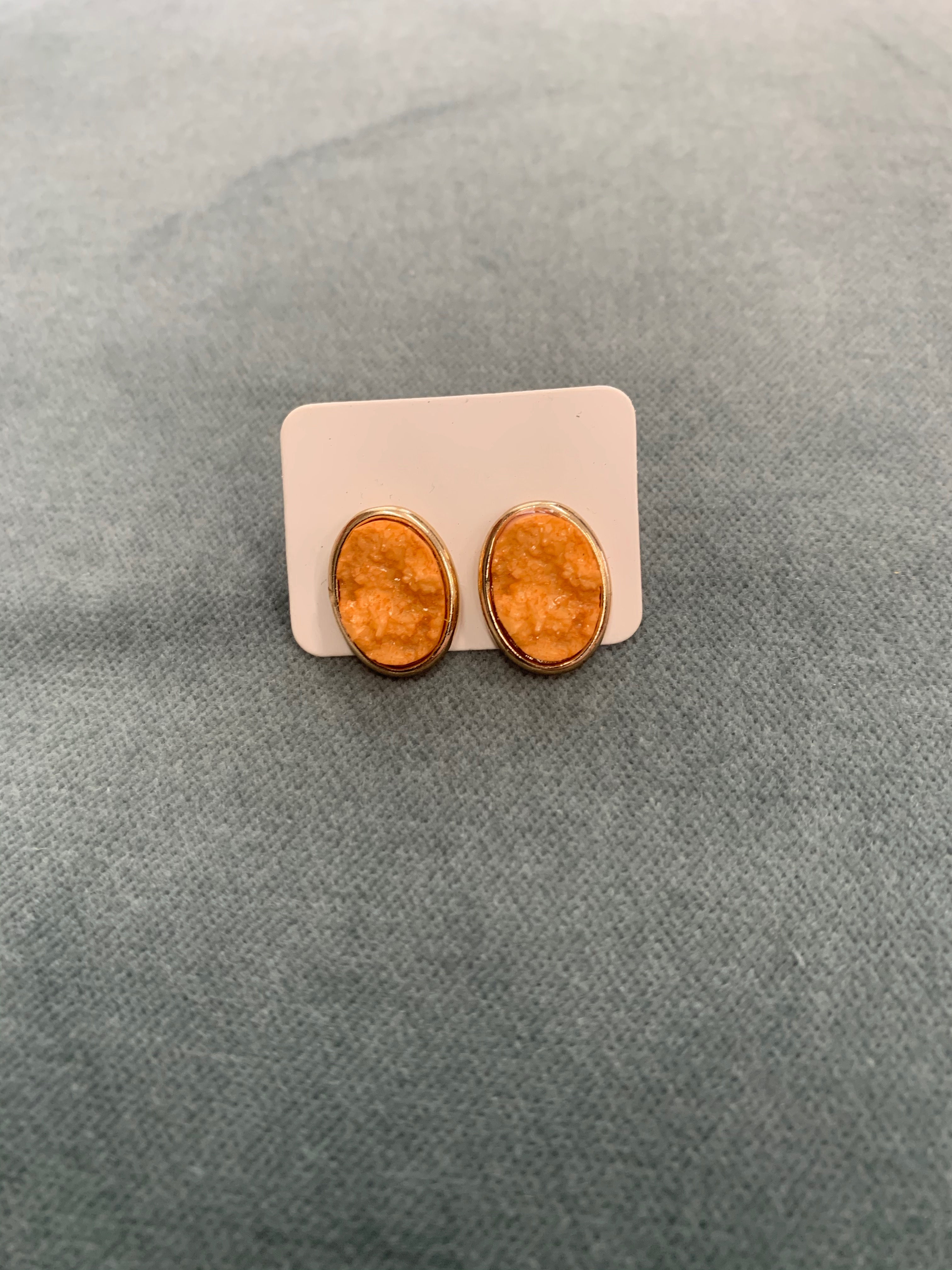 Druzy Oval Stud Earrings