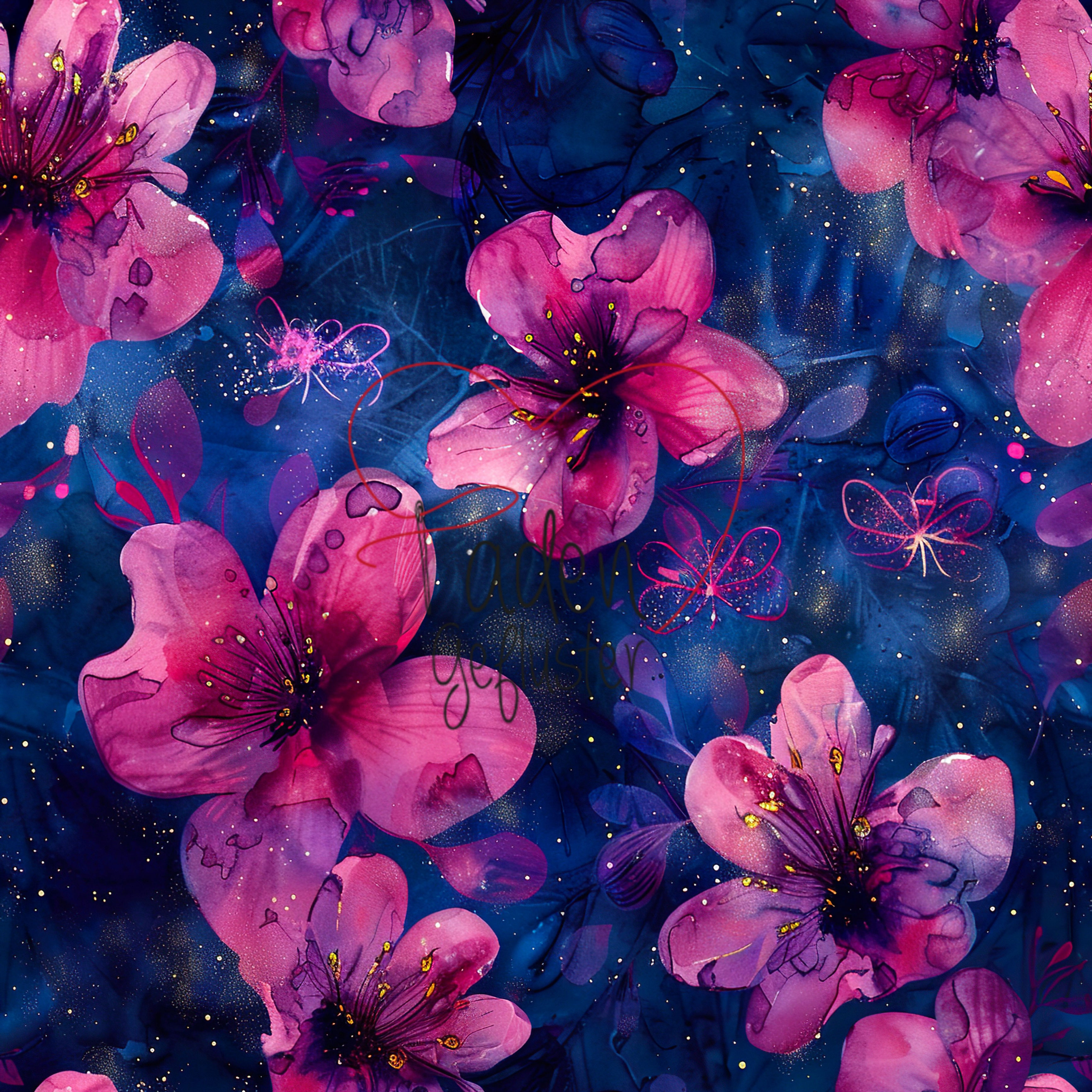 Pinke Blumen Badelycra