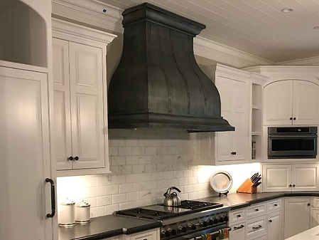 Zinc custom wall mount kitchen hood