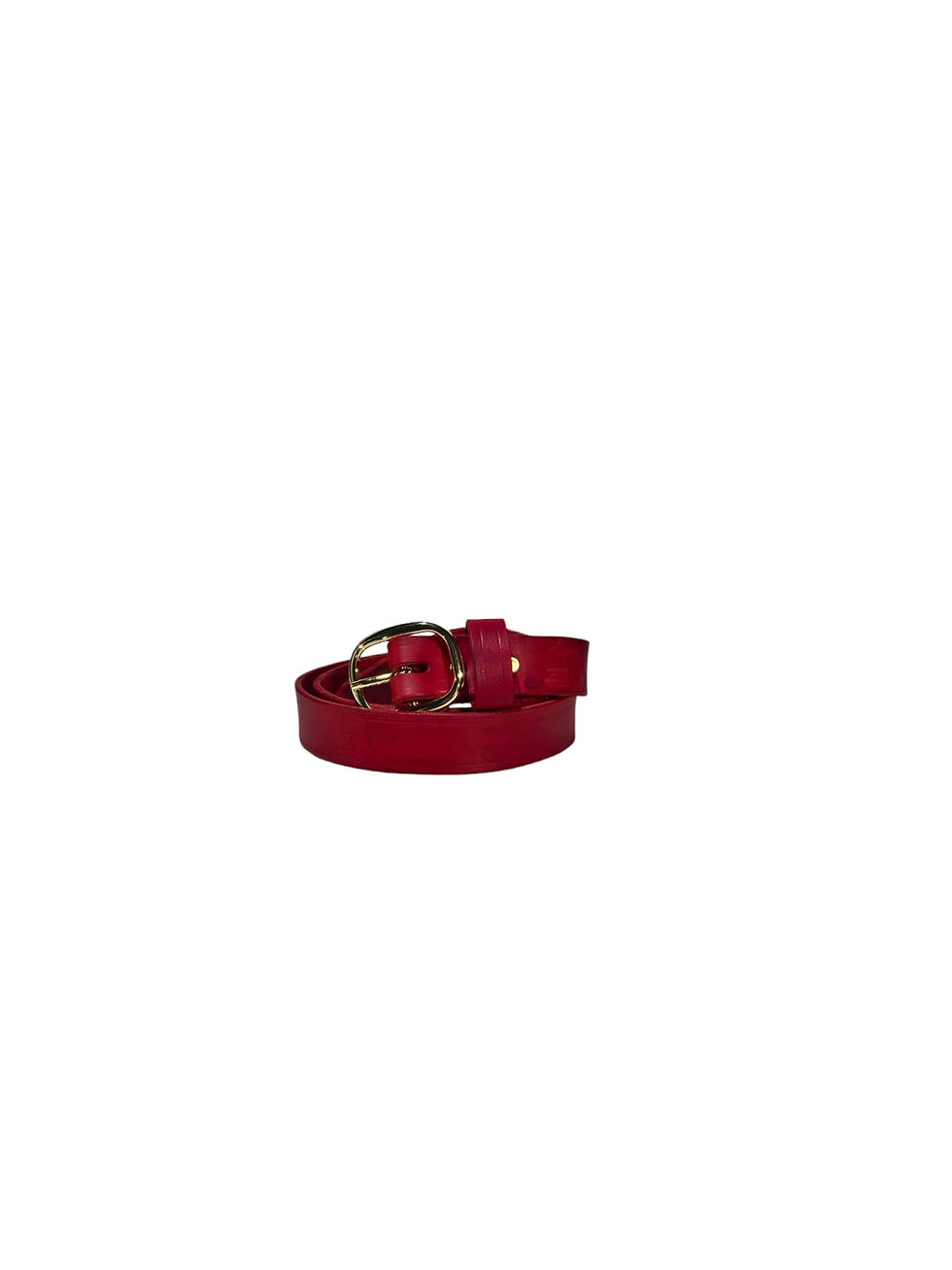 Thumbnail: Women's Red Leather Belt~ Size 36 Gold Buckle